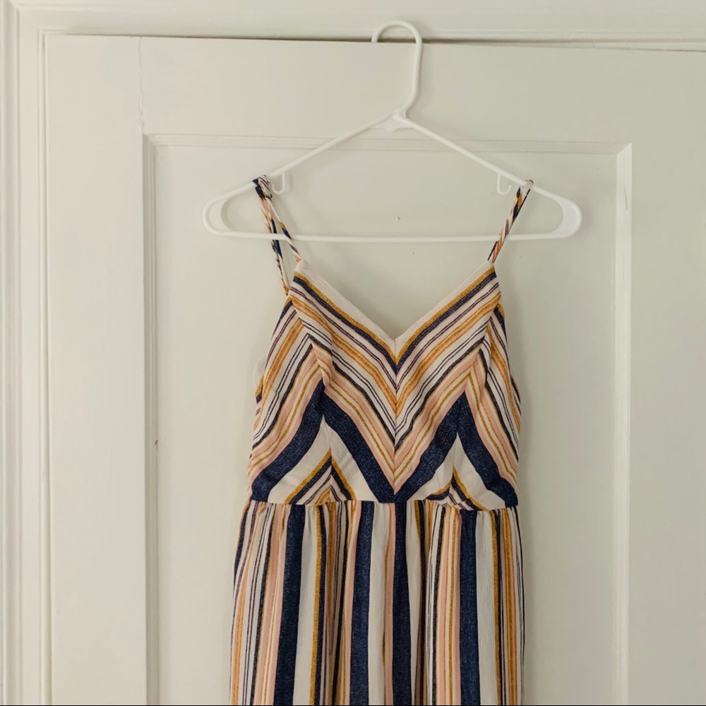 Striped V Neck Romper